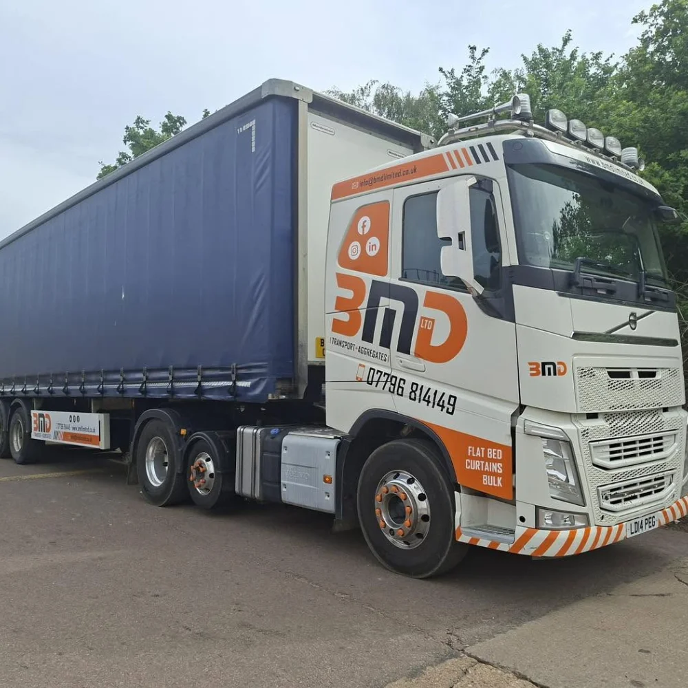 BMD Transport & Aggregates curtain side lorry parked on site